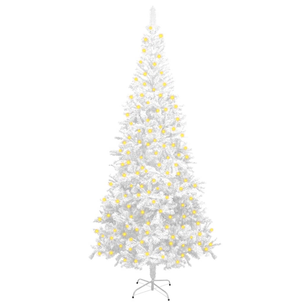 Artificial Christmas Tree with LEDs L 94.5" White