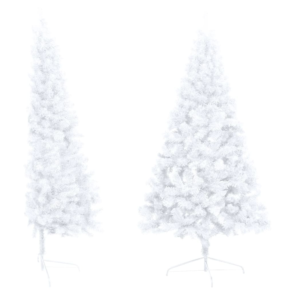 Artificial Half Christmas Tree with LED&Stand White 47.2" PVC