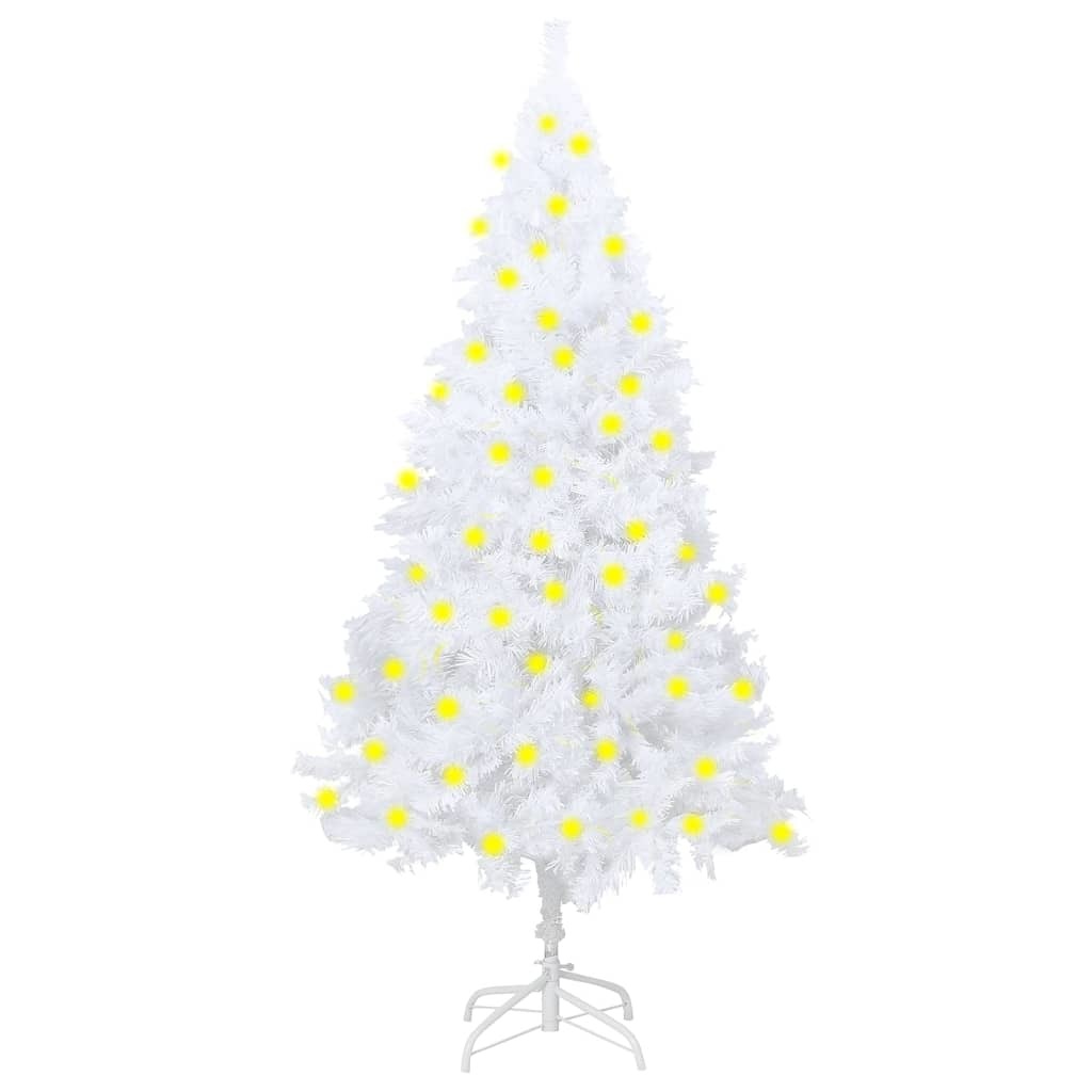 Artificial Christmas Tree with LEDs&Thick Branches White 59.1"