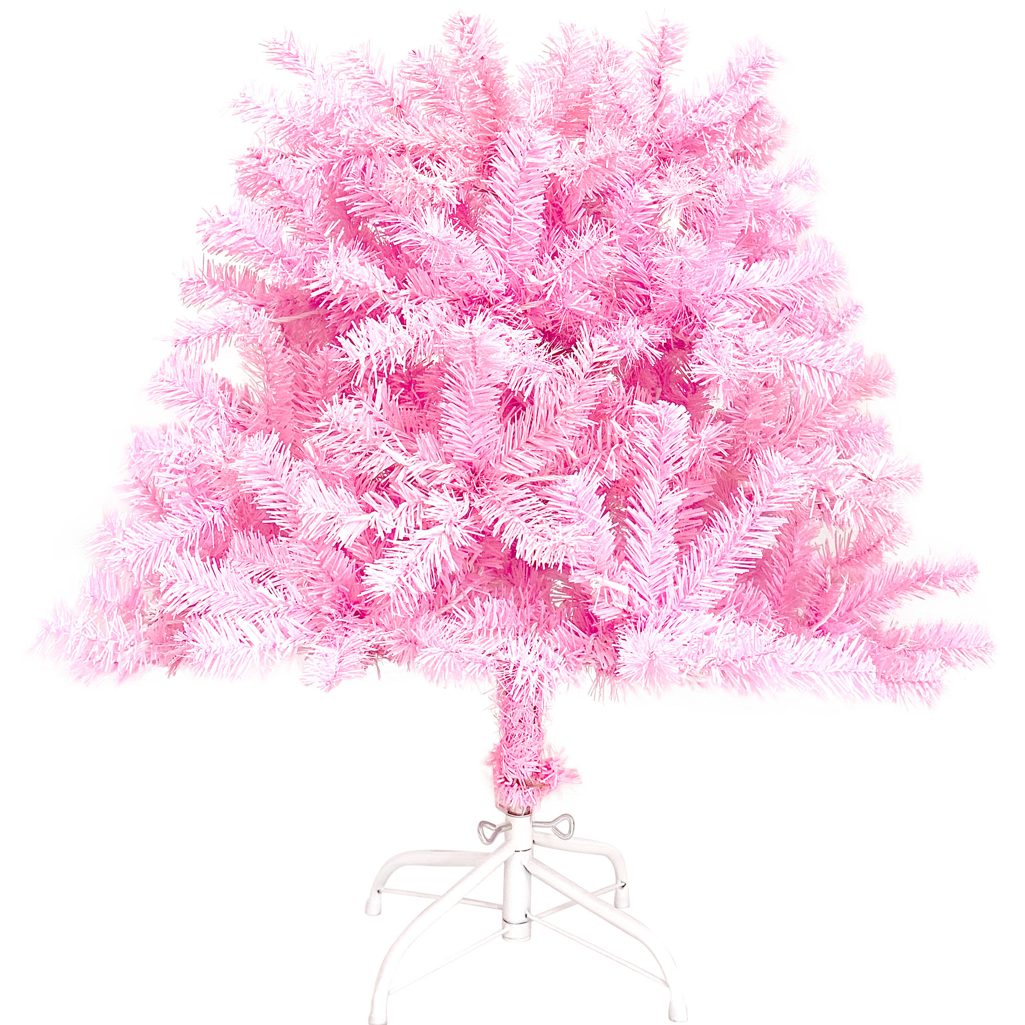 Pre-lit Artificial Christmas 2-Piece Set; Xmas Tree 5FT Pink Christmas Tree with 6 feet Garland X-mas