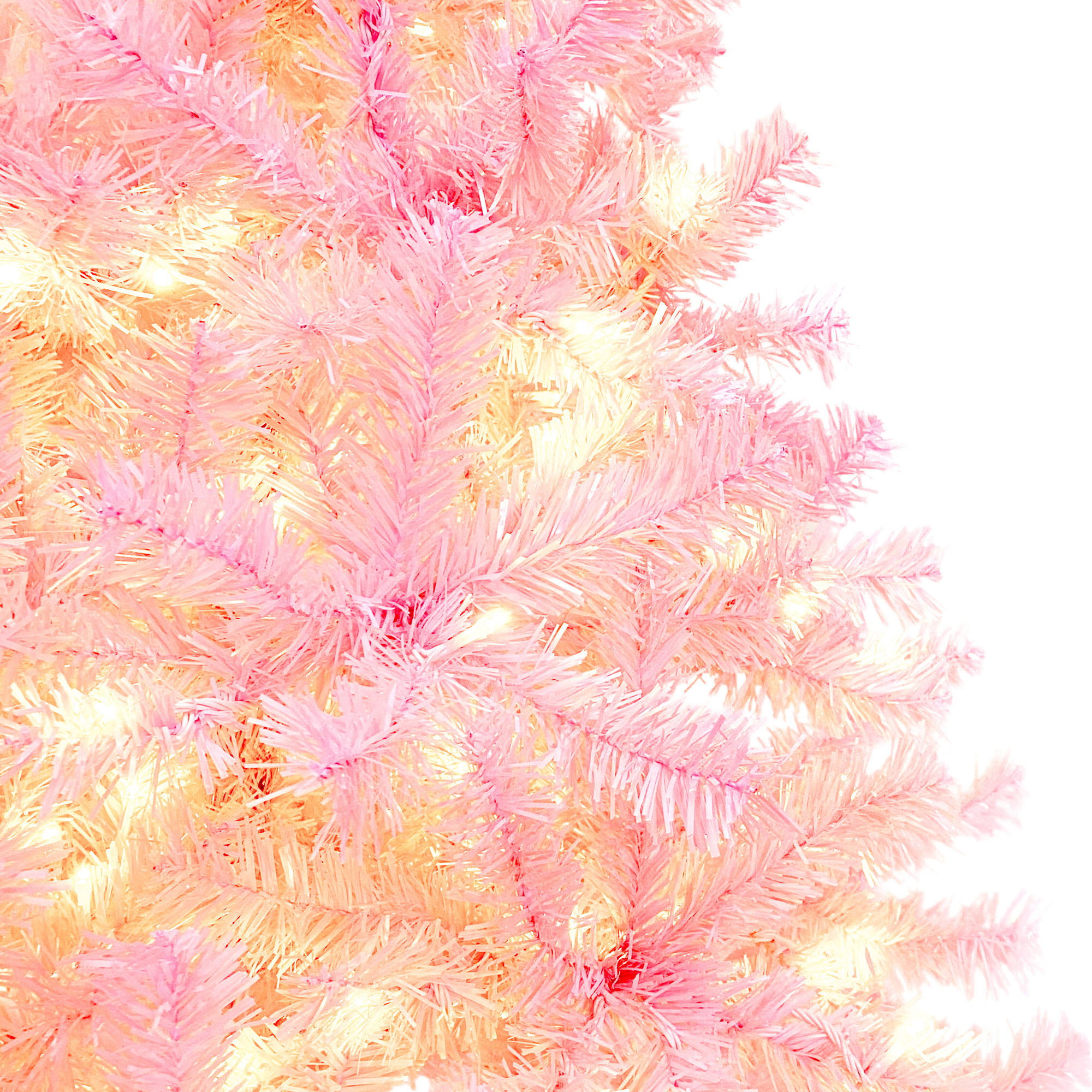 Pre-lit Artificial Christmas 2-Piece Set; Xmas Tree 5FT Pink Christmas Tree with 6 feet Garland X-mas