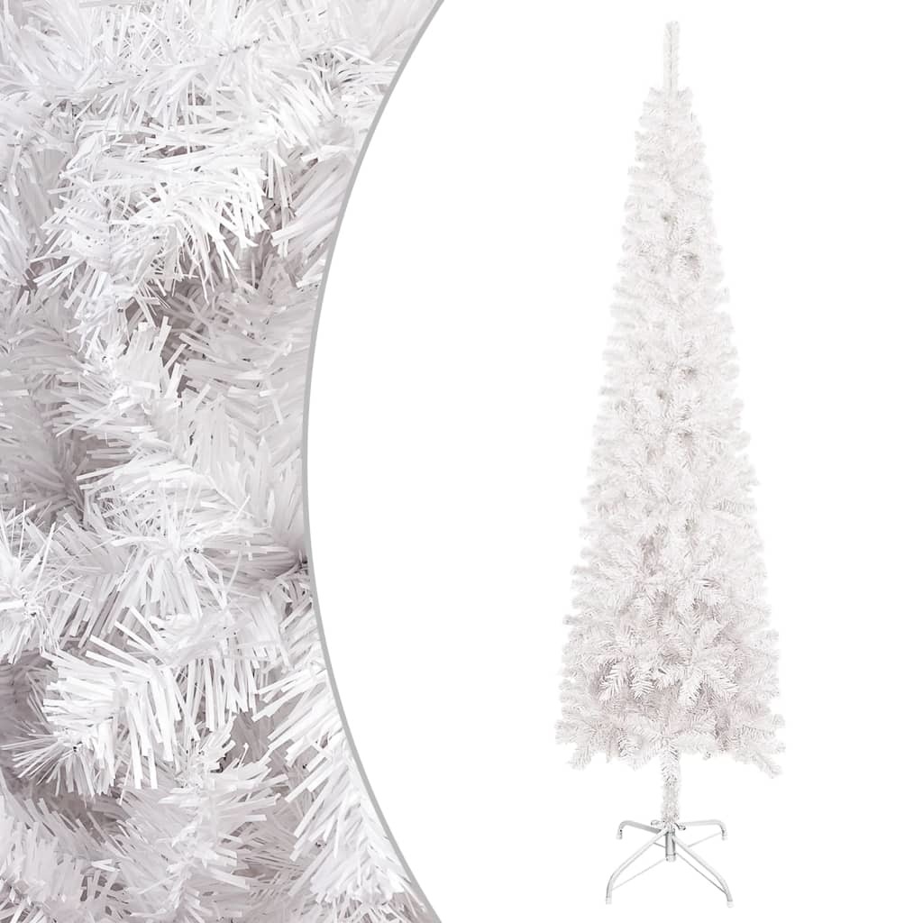 Slim Christmas Tree with LEDs&Ball Set White 70.9"