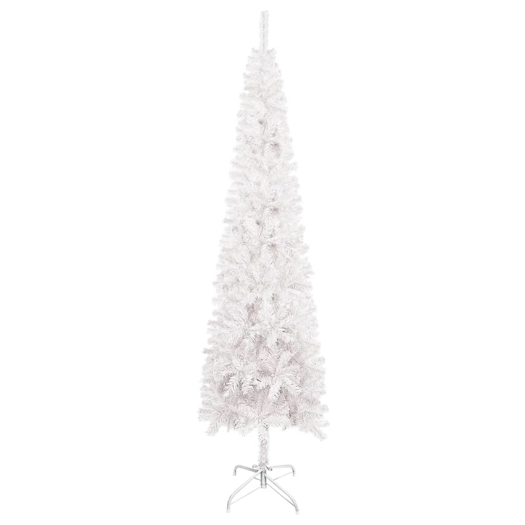 Slim Christmas Tree with LEDs&Ball Set White 70.9"