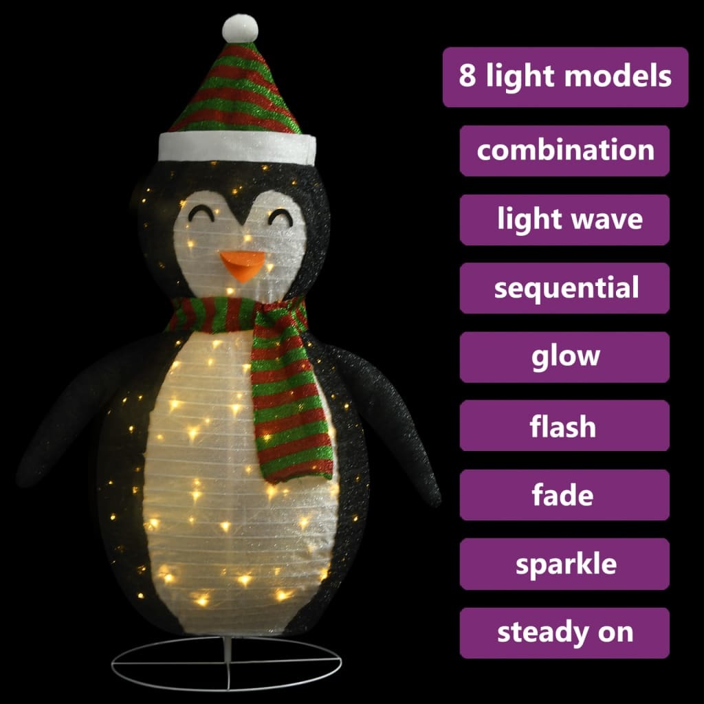 Decorative Christmas Snow Penguin Figure LED Luxury Fabric 47.2"