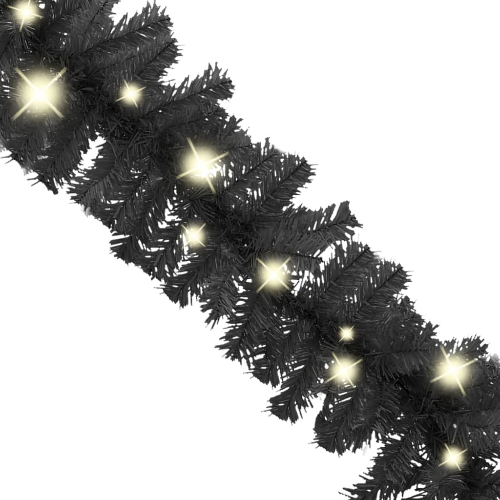 Christmas Garland with LED Lights 393.7" Black