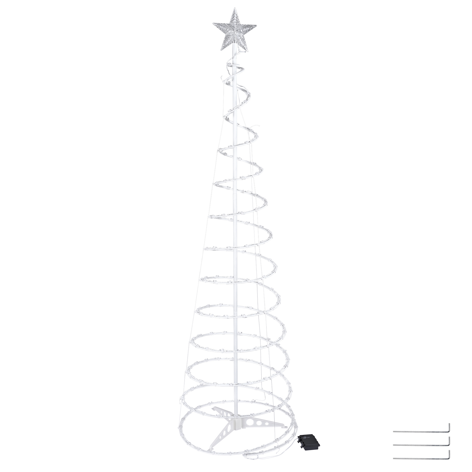 6 Ft Lighted Spiral Christmas Tree Light Cool White 182 LED Outdoor Yard Decor