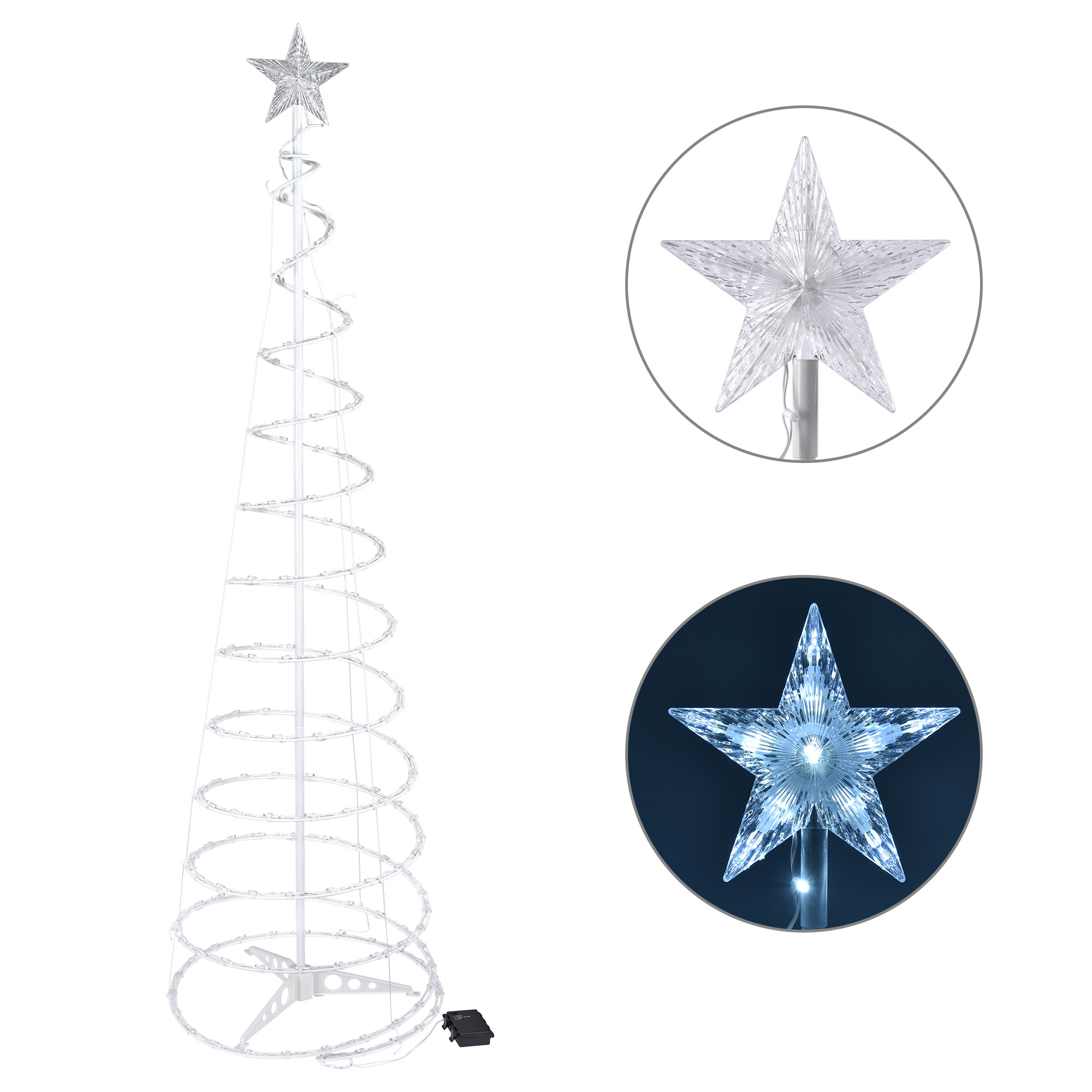 6 Ft Lighted Spiral Christmas Tree Light Cool White 182 LED Outdoor Yard Decor