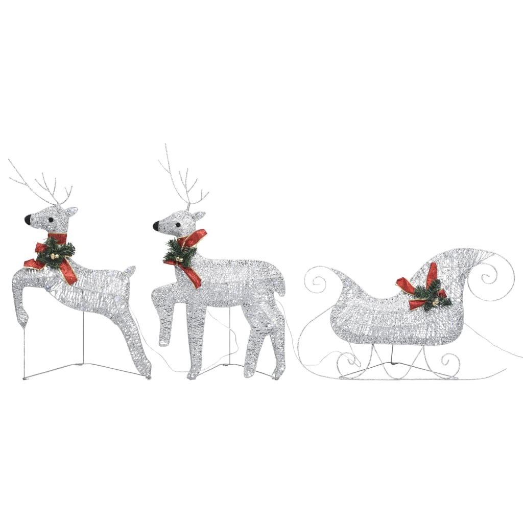 Reindeer & Sleigh Christmas Decoration 60 LEDs Outdoor Silver