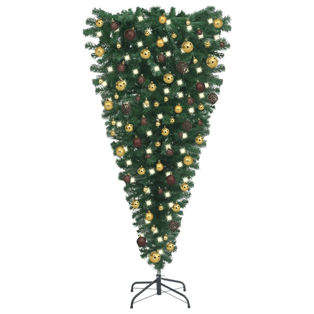 Upside-down Artificial Christmas Tree with LEDs&Ball Set 94.5"