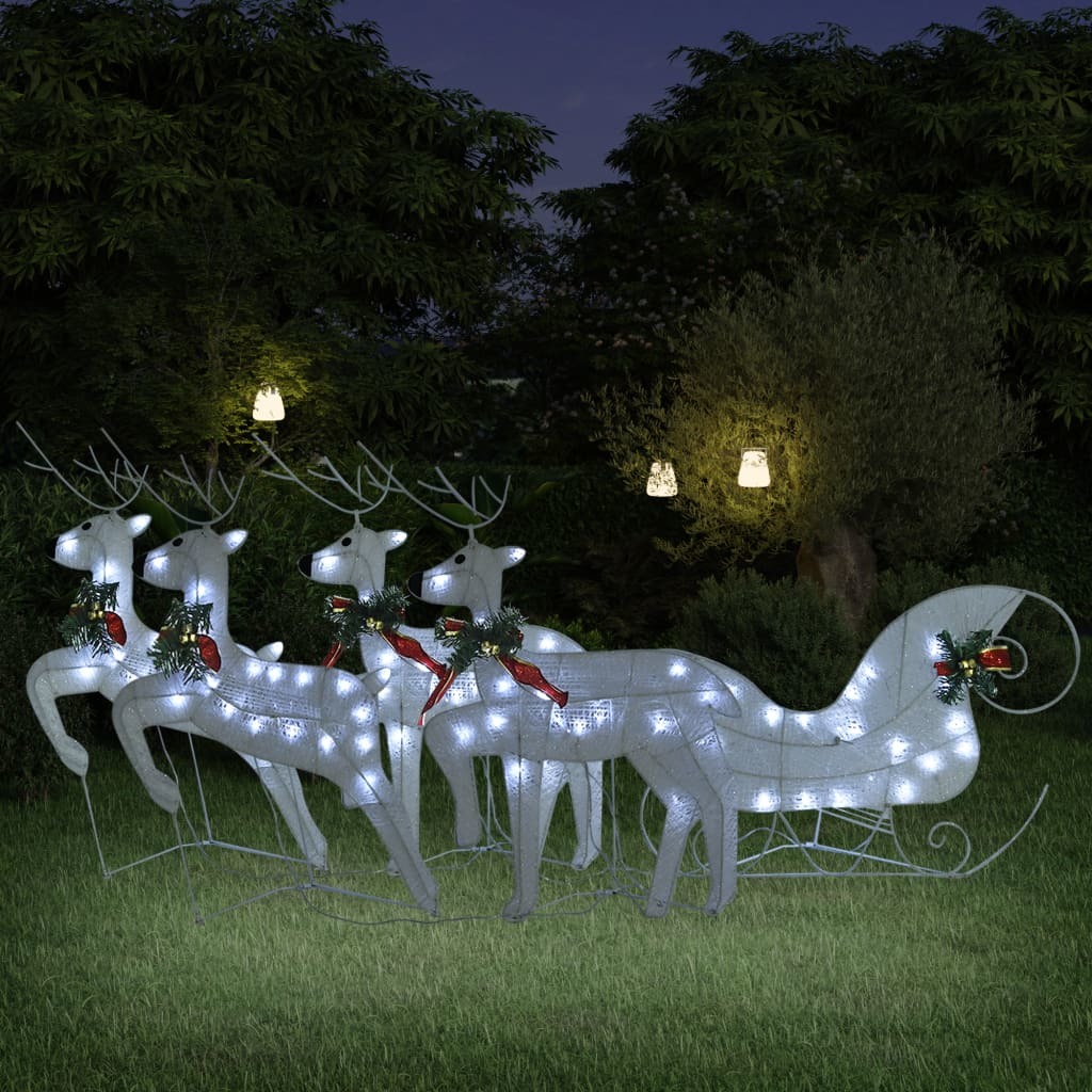 Reindeer & Sleigh Christmas Decoration 100 LEDs Outdoor White