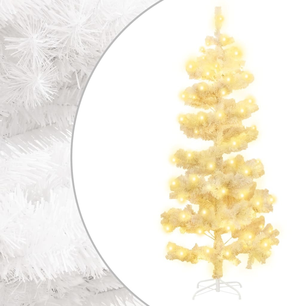 Swirl Christmas Tree with Stand and LEDs White 70.9" PVC
