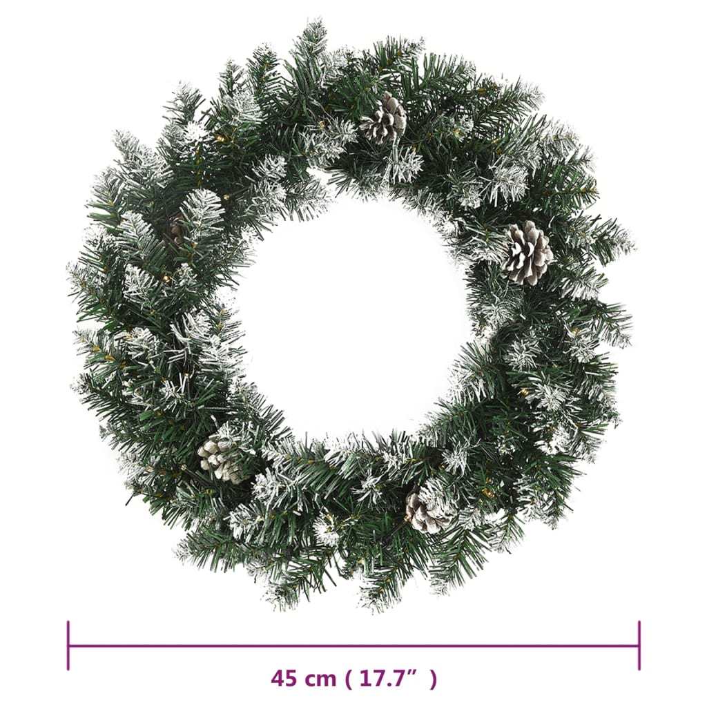 Christmas Wreath with LED Lights Green 17.7" PVC