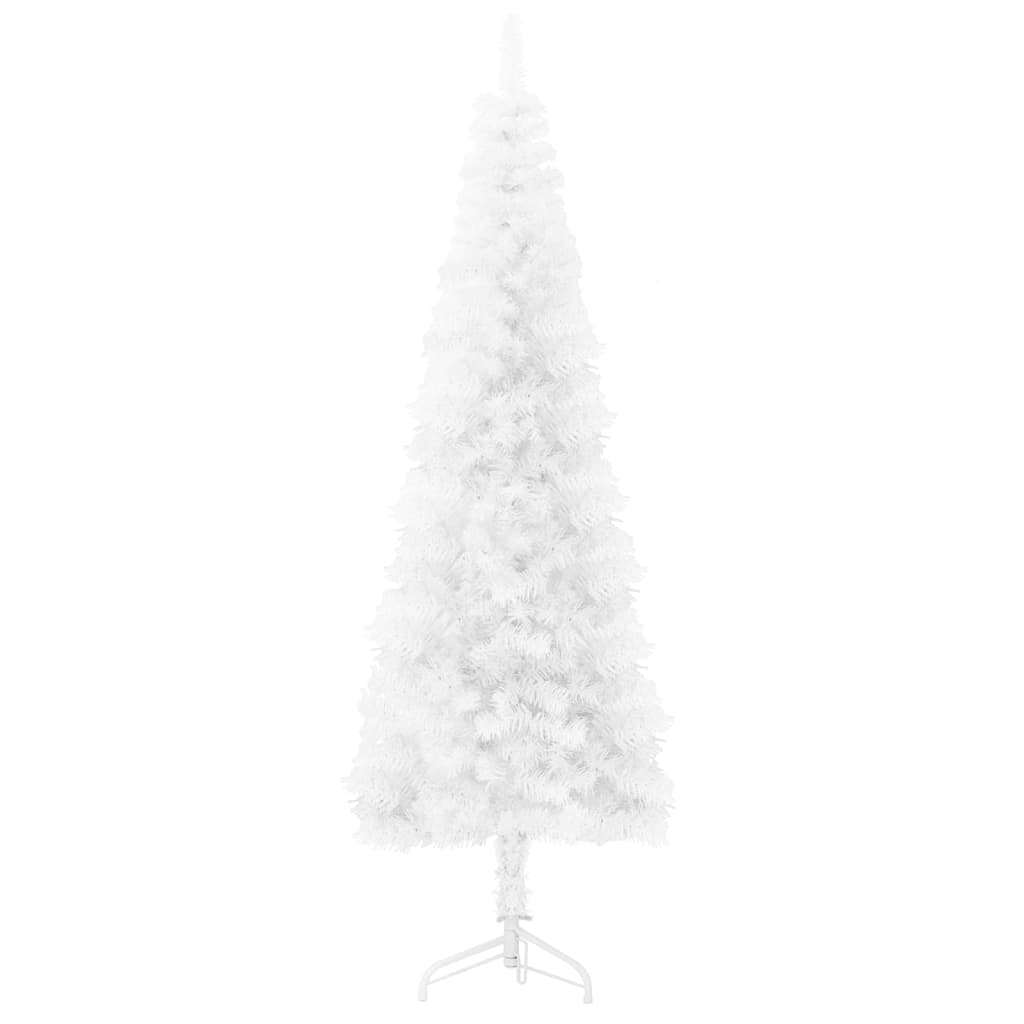 Slim Artificial Half Christmas Tree with Stand White 59.1"