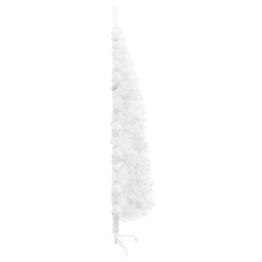 Slim Artificial Half Christmas Tree with Stand White 59.1"