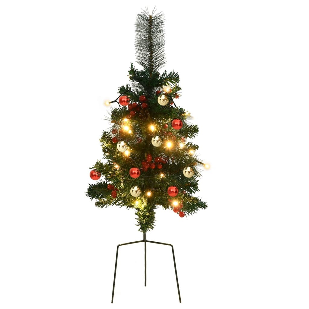 Artificial Pathway Christmas Trees with LEDs 2 pcs 29.9" PVC