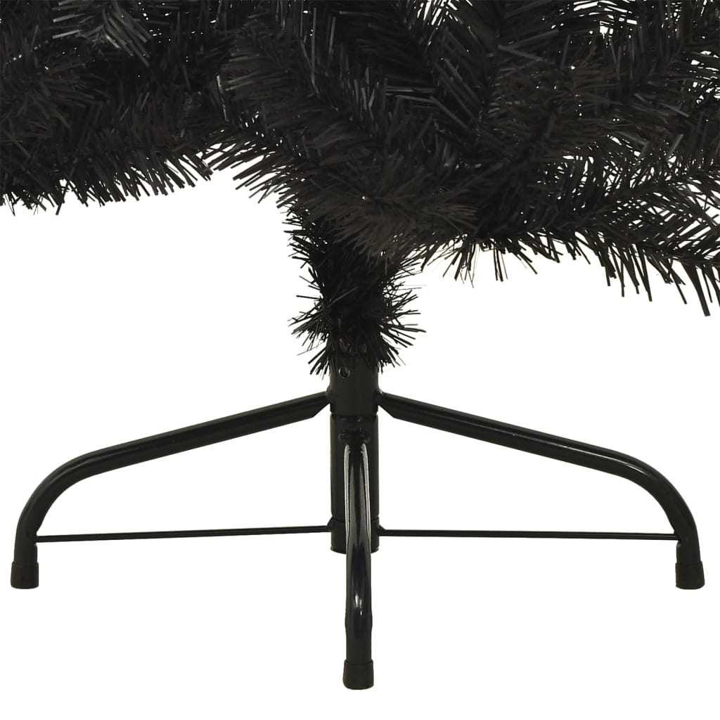 Artificial Half Christmas Tree with Stand Black 70.9" PVC