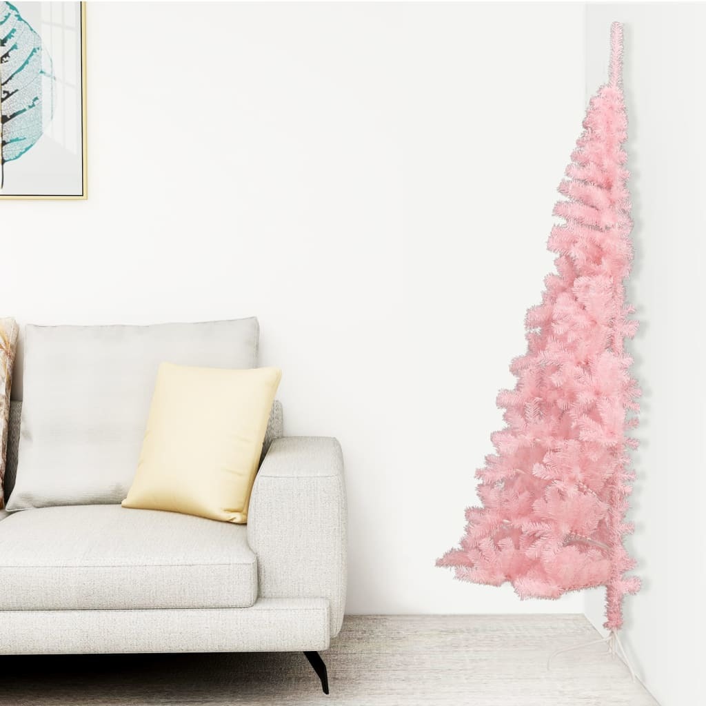 Artificial Half Christmas Tree with Stand Pink 82.7" PVC