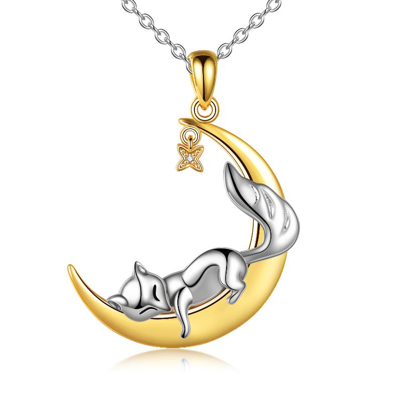 925 Sterling Silver Fox Gift for Women Lucky Gold Fox Necklace Animal Jewelry Gift for Girlfriend