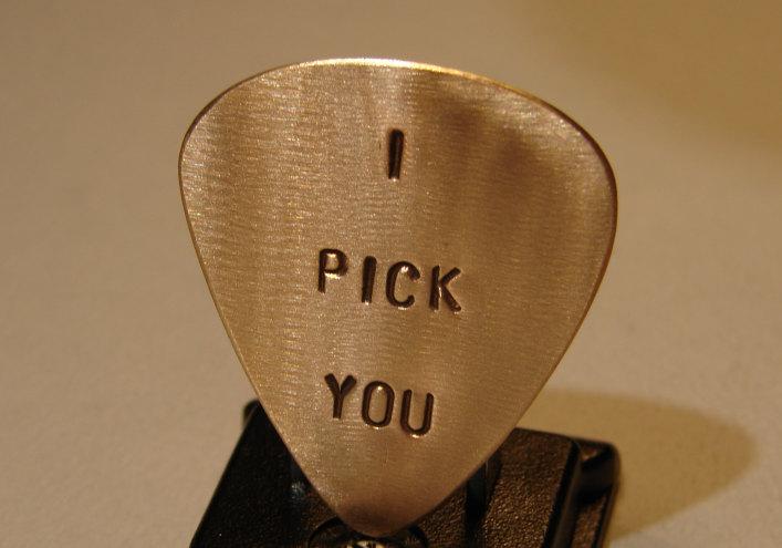 I pick you bronze guitar pick