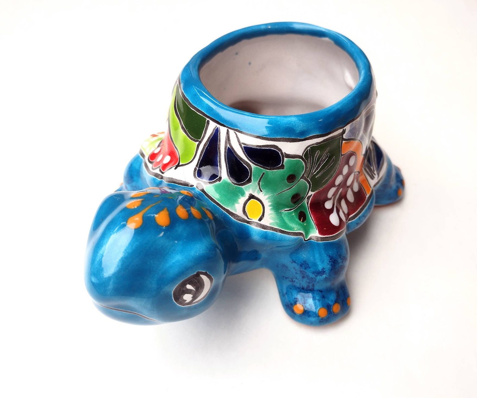 6" x 4" in Mexican Talavera Ceramic Turtle Planter *Colors & Designs Vary!