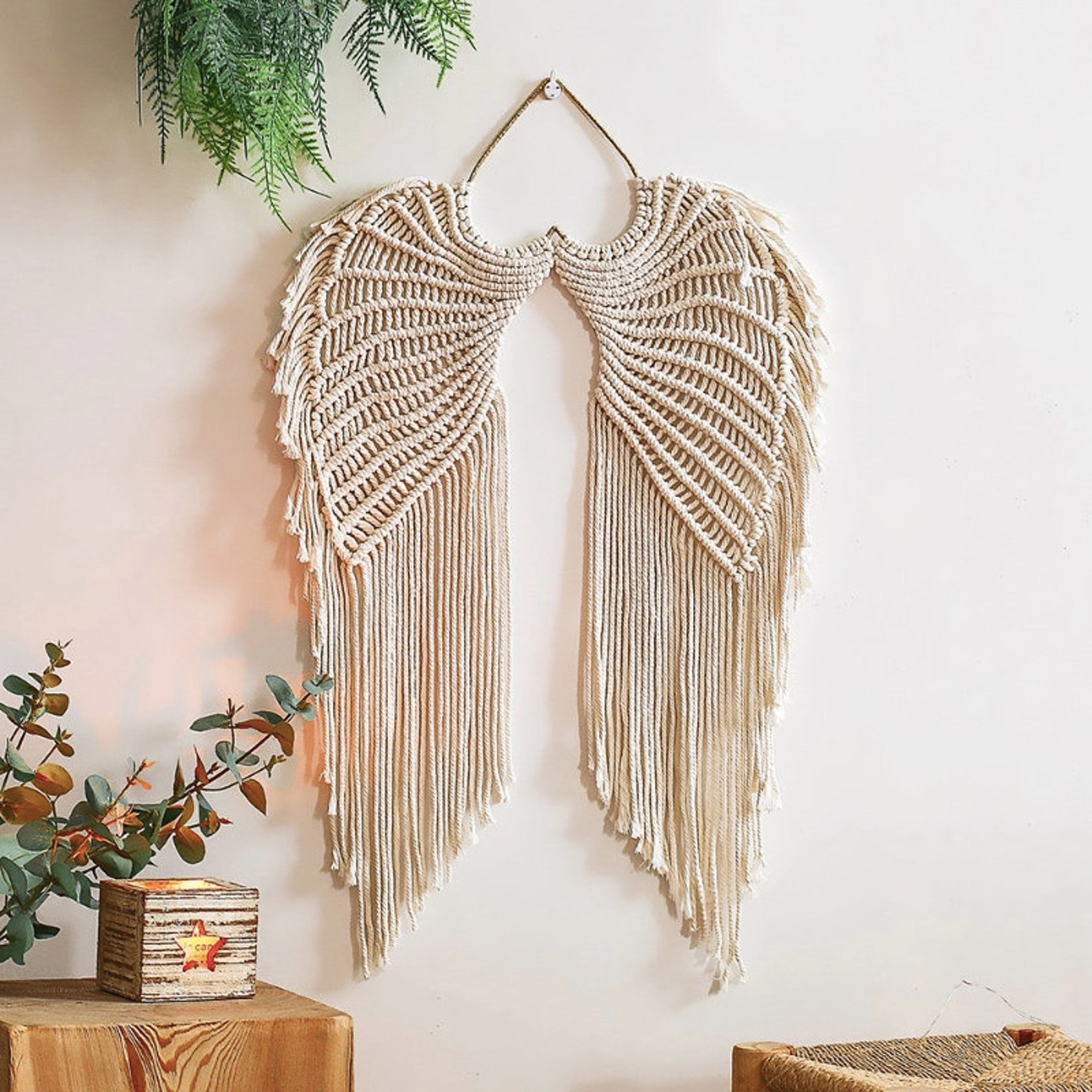Angel Wing Weave, Tapestry Pure Cotton Hand-Woven, Home and Living Home Decor, Wall Decor, Wall Hanging, Decoration Art, Handmade Macrame,